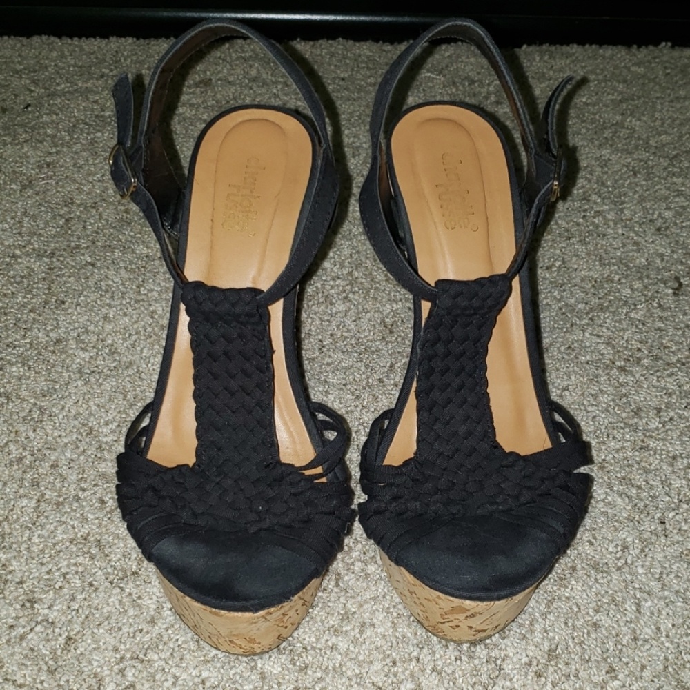 Size 7 Black Corkscrew Wedges